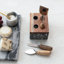 Marble Cheese Server Set With Mango Wood Stand, Black, Set Of 4