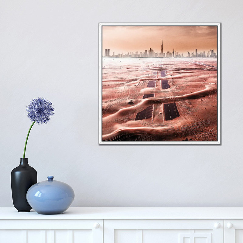 Roads Of The Desert by Carmine Chiriaco - Print on Canvas, White, 45.72 cm H x 45.72 cm W