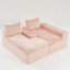 Canapé polyvalent en velours rose tortue: siège convertible à deux places avec méridienne droite (chaise longue inclinable moelleuse pour plus de confort), avec sièges face à face-130092136