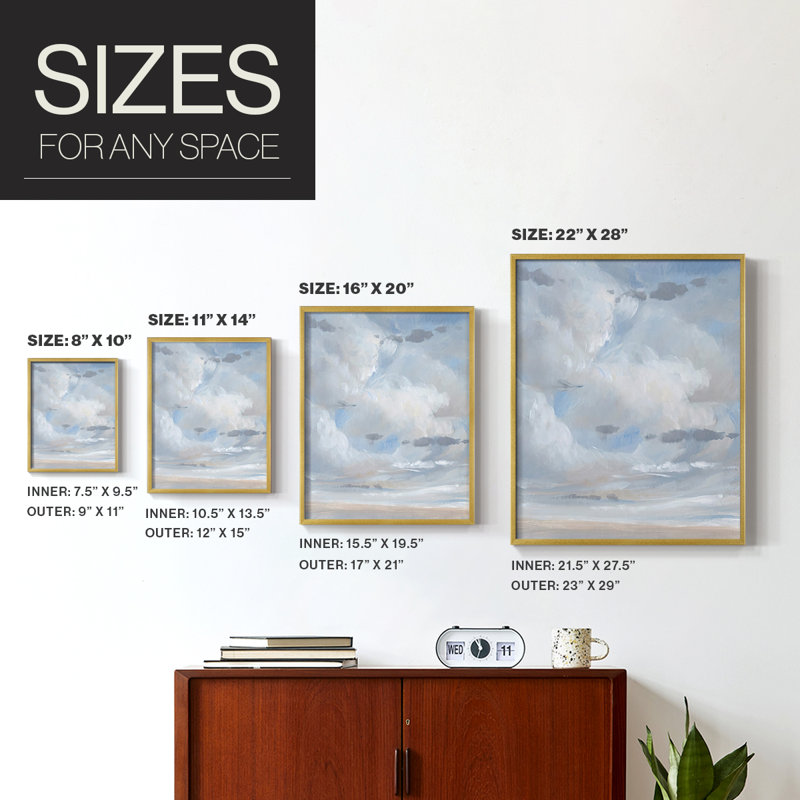 «Sky Blue II», reproduction encadrée - bois massif