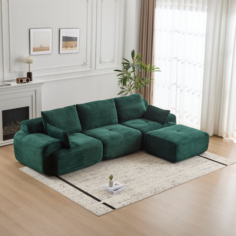 Canapé moderne en mousse à mémoire de forme compressée, grands canapés modulaires pour le salon, canapé modulaire Cloud pour animaux de compagnie, tissu en velours côtelé, causeuse très profonde, aucun assemblage requis