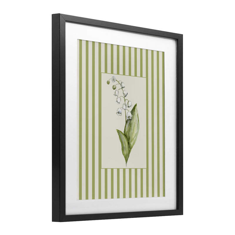 Reproduction sous verre rayée «Lily Of The Valley», par Lisa Wehmeyer, H 16 po x l 13 po, Cadre noir minuit