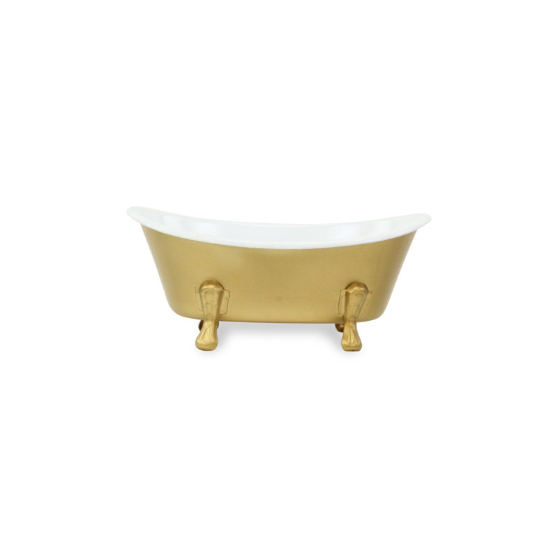 Baignoire décorative en métal doré et blanc de 7 po