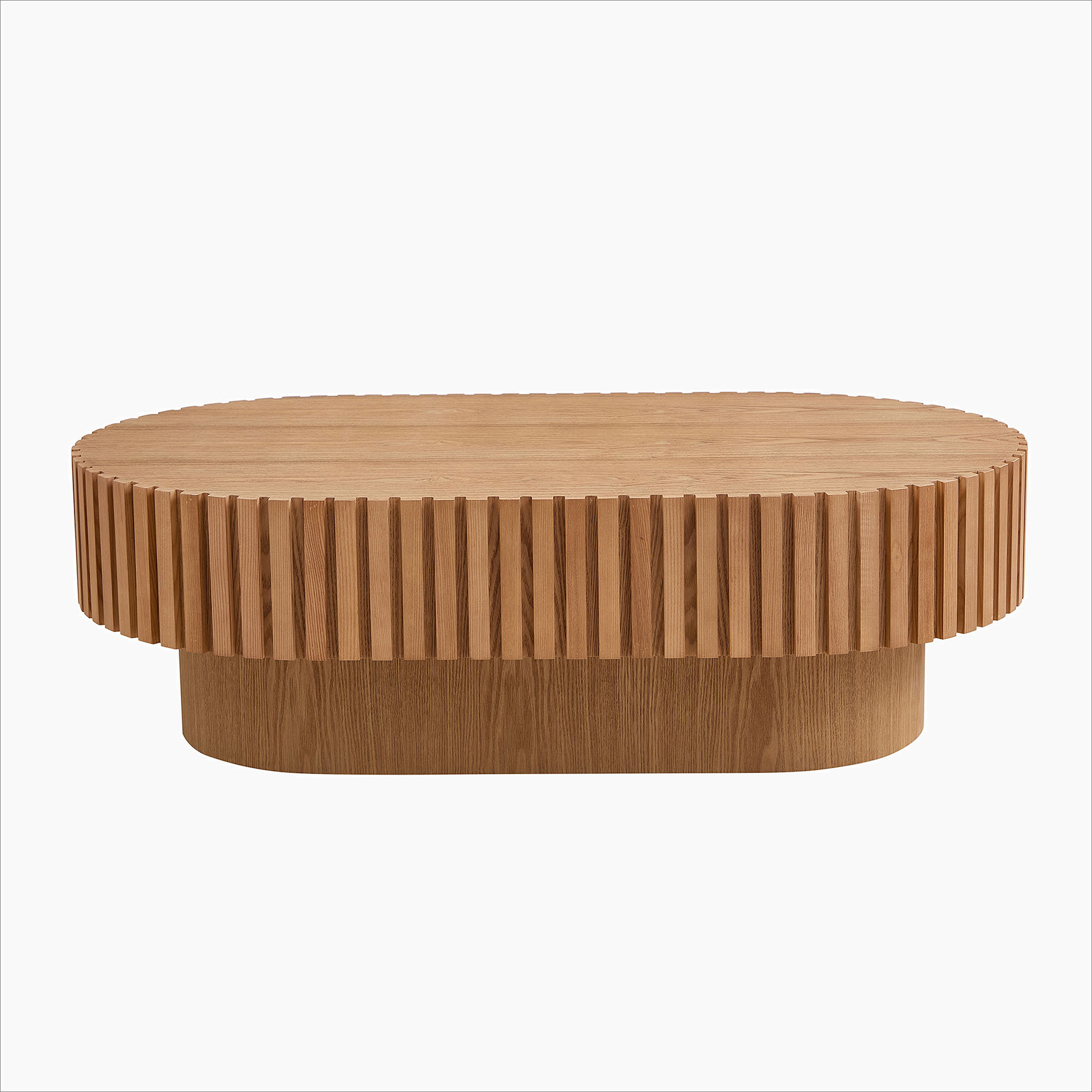 Latitude Run® 43.70 Inch Modern Handcraft Drum Coffee Table Oval Coffee ...