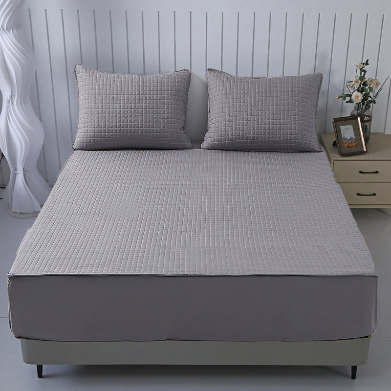 Quilted Fitted Sheet - Gray - 198×203Cm, King Fitted Sheet, Gray