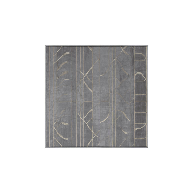 Machine Washable Gray Area Rug, Square 8'