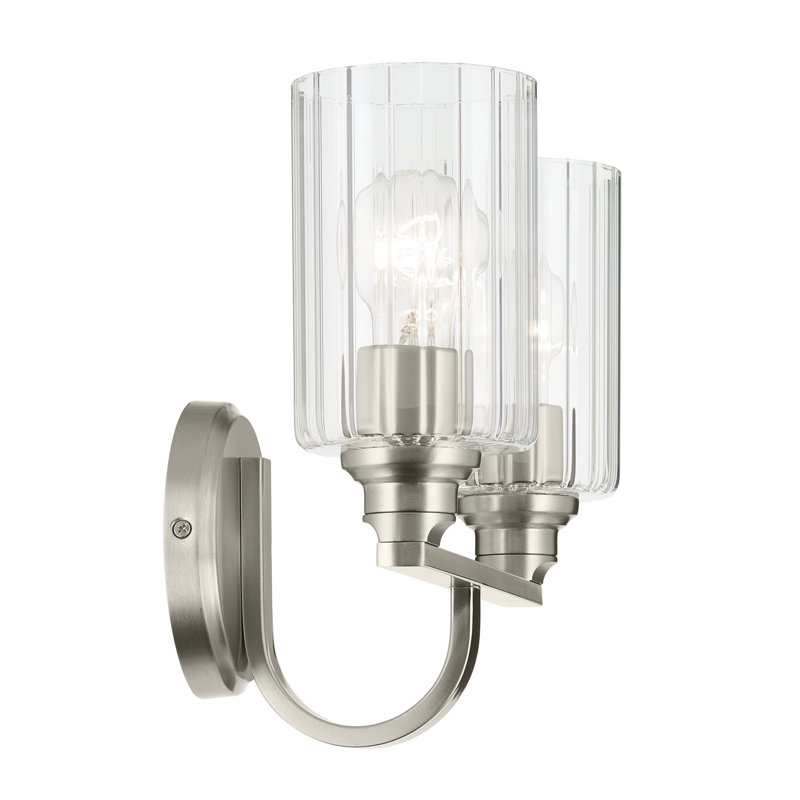14.25" 2-Light Vanity Light with Glass, Clear, Brushed Nickel