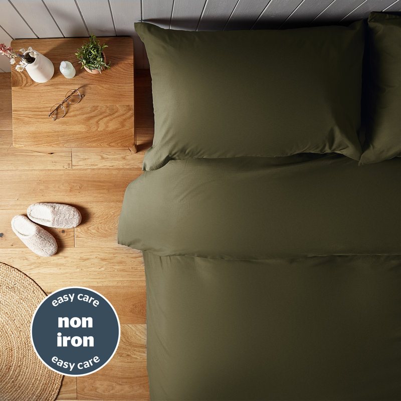 Silentnight Supersoft Duvet Set, Double - 2 Standard Pillowcases, Olive