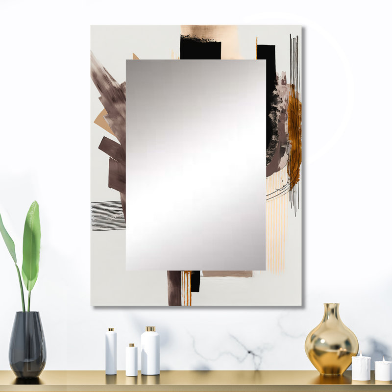 «Warm Watercolor Abstract I», impression de miroir mural unique abstrait, grand miroir noir, impression d'art en métal