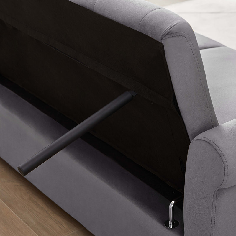 Canapé-lit en velours de 55 po Kyoinom, Velours gris