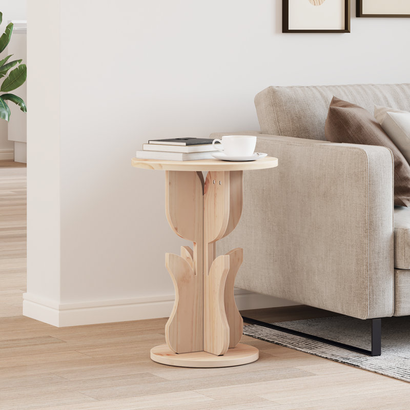 Side Table Solid Pine Wood, Natural