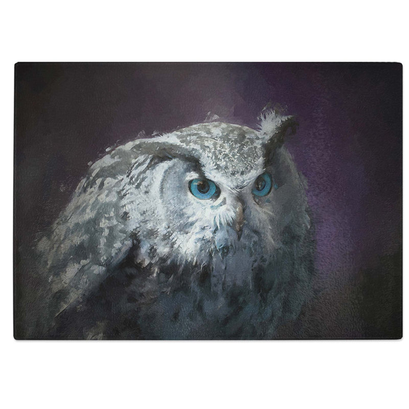 Tempered Glass Eurasian Eagle Owl Chopping Board, 28.5 cm W x 20 cm L