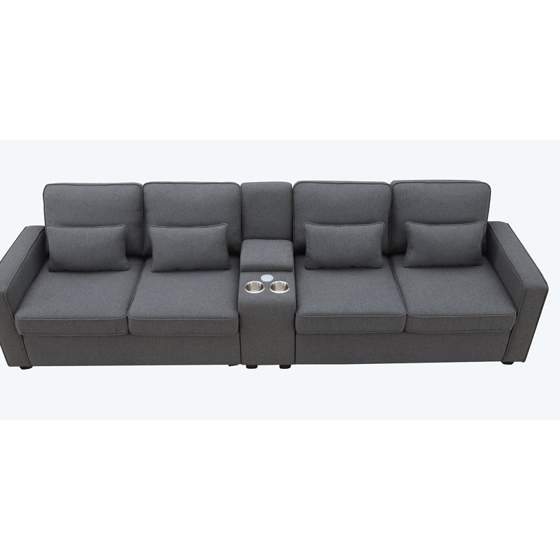 Gokdeniz Upholstered 114.2'' Sofa, Dark Gray Fabric