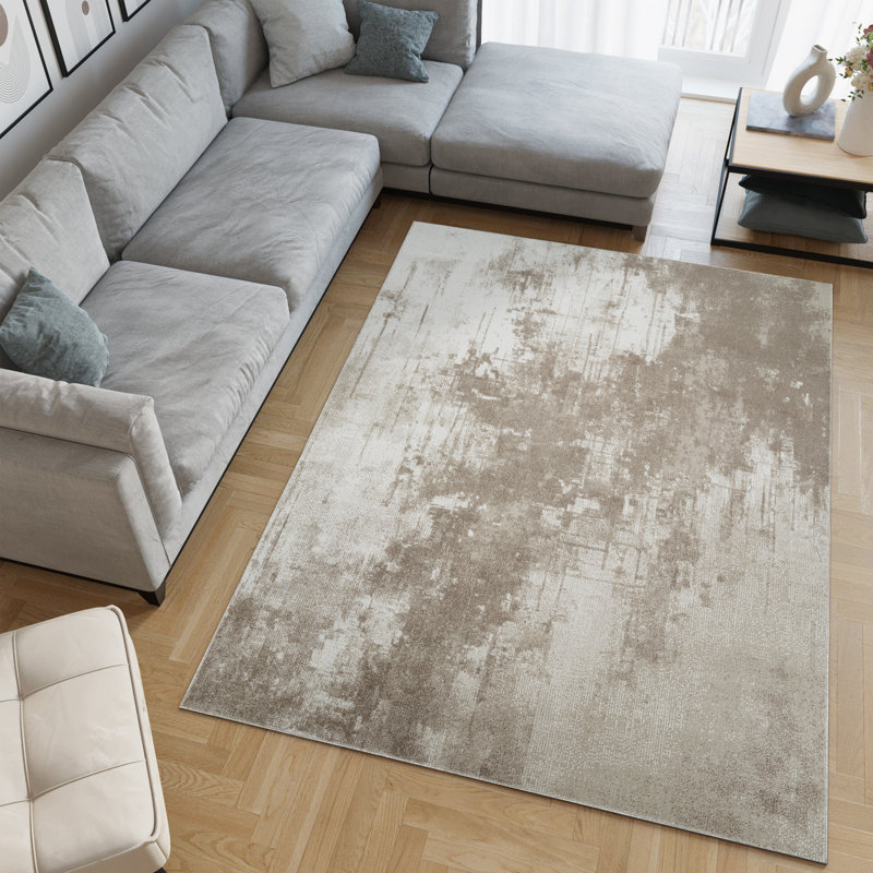 Machine Washable Liam Beige/Brown Rug, Rectangle 5' x 8'