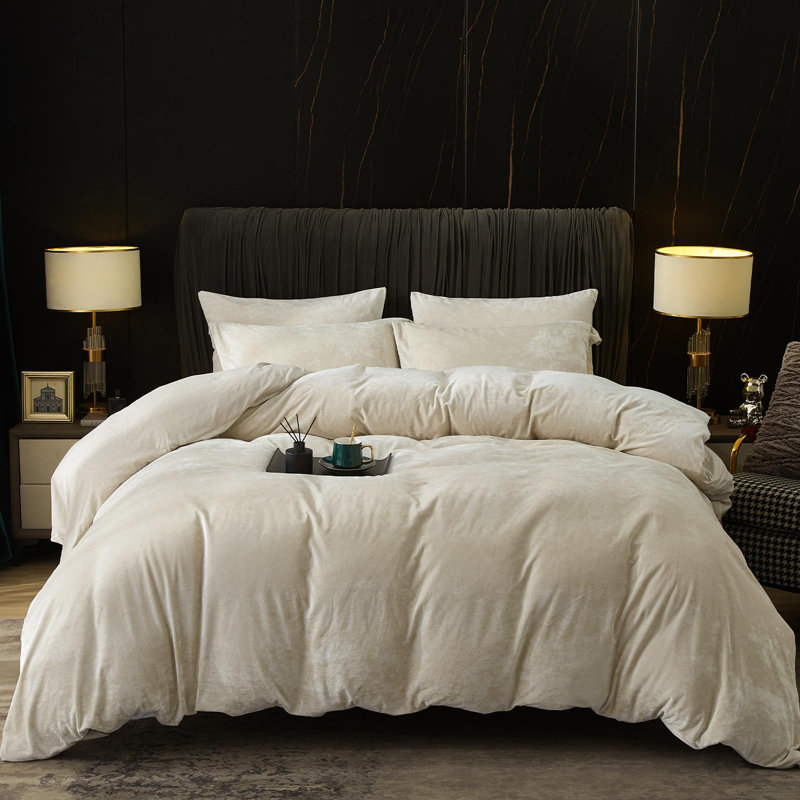 PHF Truly Velvet Duvet Cover Set, 3pcs Ultra Soft Breathable Comforter Cover Set, Luxury Cozy Flannel Duvet Cover with Pillow Shams Bedding Collection