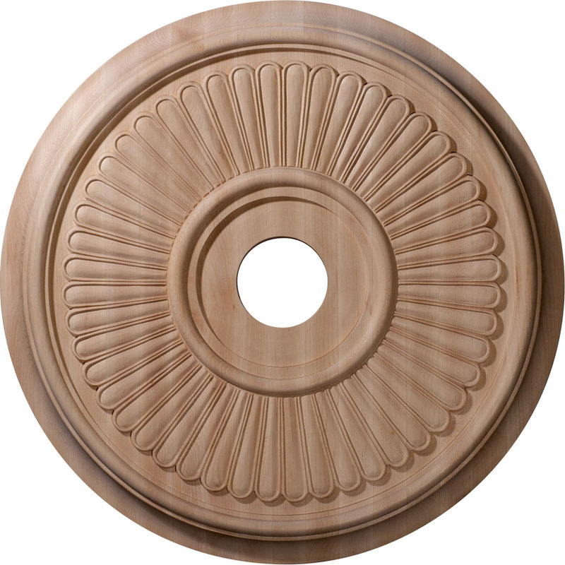 Carved Berkshire Ceiling Medallion, Red Oak, 20"OD x 3 7/8"ID x 1 3/4"P