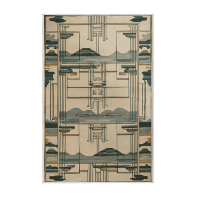 Machine Washable Art Deco Beige Area Rug