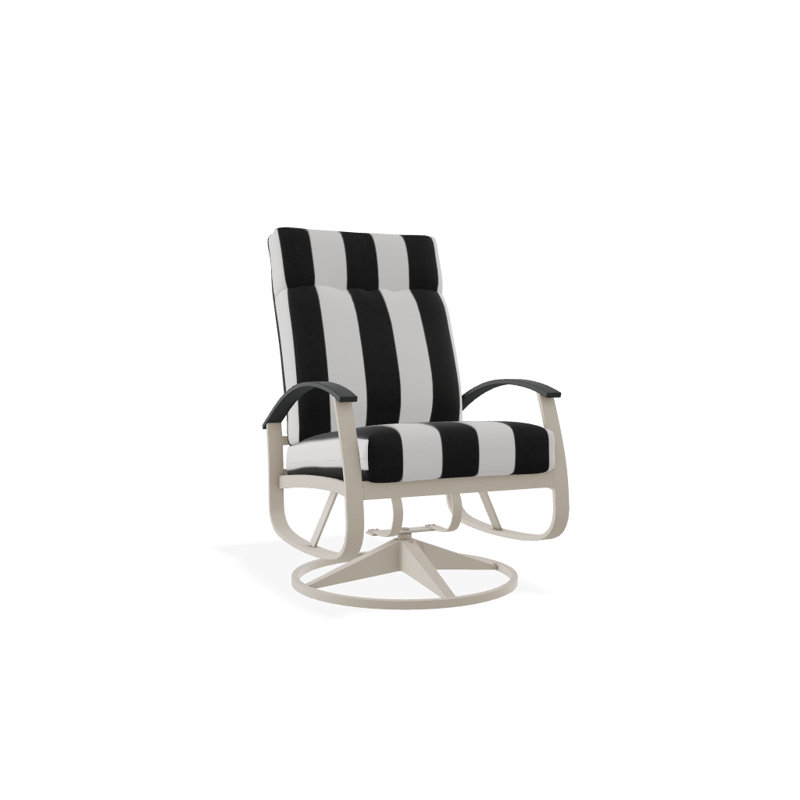 Chaise berçante pivotante réglable avec coussins Askar, Cabana classique à rayures noires Sunbrella®, Graphite classique P30