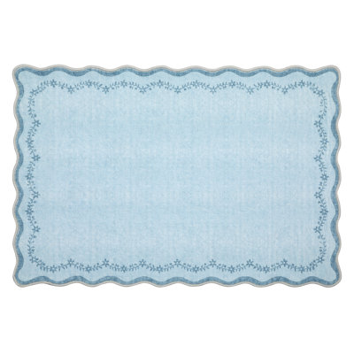 Tapis festonnés pour le salon, tapis de chambre de bébé antidérapant doux et antidérapant à imprimé floral