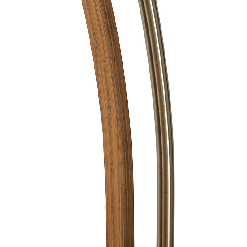 Morelli Arc Floor Lamp - 84", Weathered Brass & Walnut, Dimmer Switch, V-base, Weathered Brass/Walnut