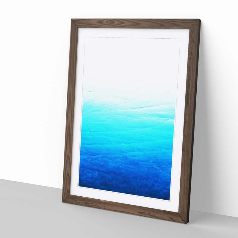 Shades of Blue in Abstract - Picture Frame Graphic Art Print, 91cm H x 60cm W x 2cm D, Walnut