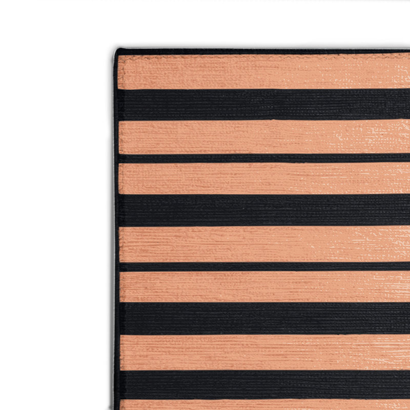 Tapis intérieur / extérieur rose HorizontalStripes, Rectangulaire 8 pi x 10 pi