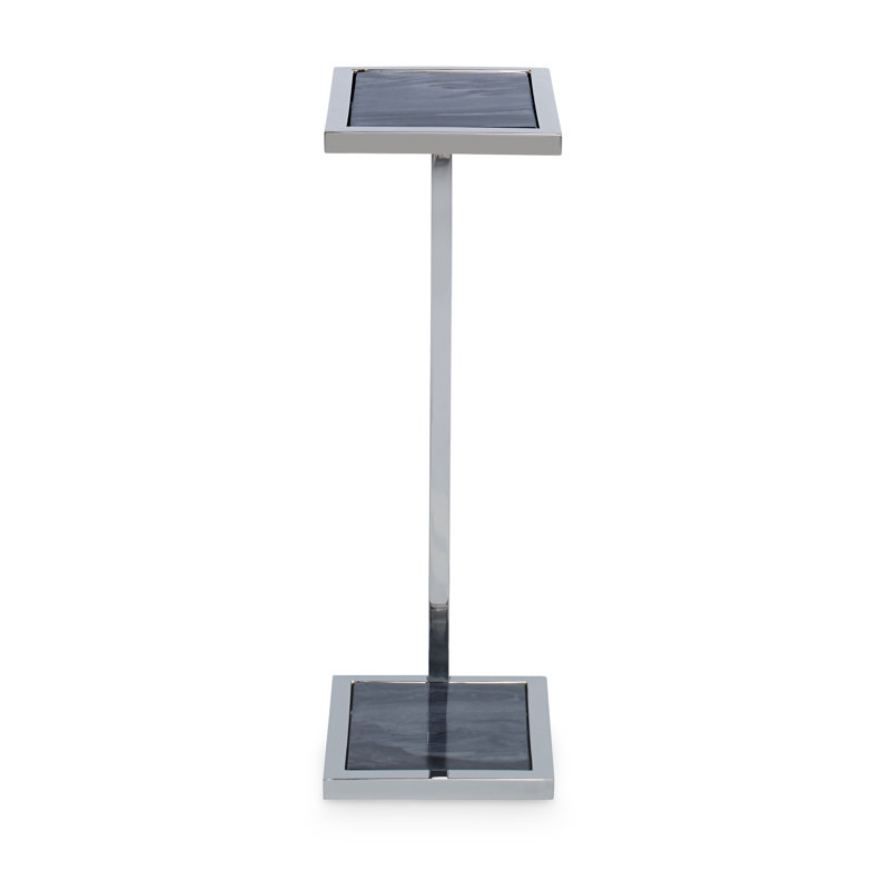 Grand Tour Stone End Table, Gray/Polished Nickel