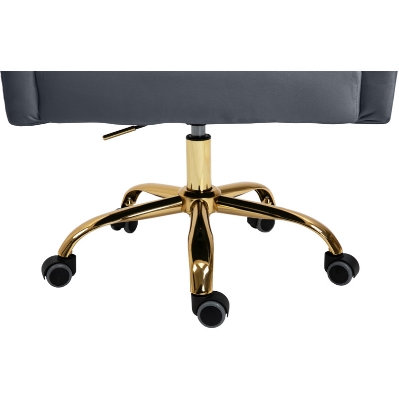Casimir Velvet Task Chair, Gold, Gray Velvet
