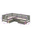 Lit plateforme compact en forme de L avec trois tiroirs de rangement-114355901