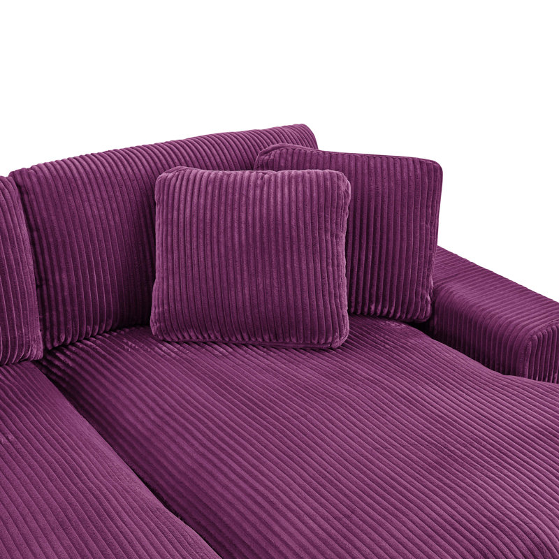 Canapé et méridienne Flaubert Gwendoly, Orienté à droite, H 33 po x l 89,5 po x P 65 po, Velours côtelé mauve