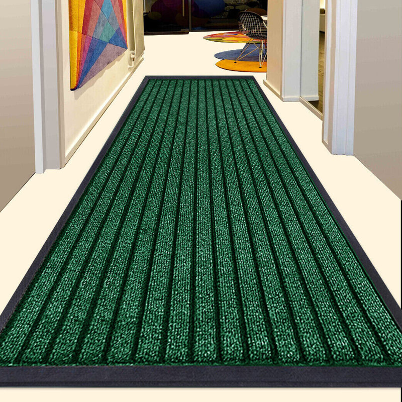 Non-Slip Indoor Outdoor Door Mat, Green, Rectangle 80 x 150 cm