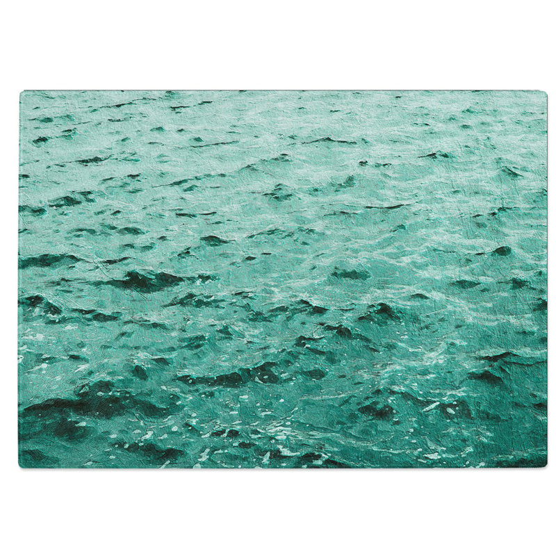 Tempered Glass Choppy Waters Chopping Board, 39 cm W x 28.5 cm L