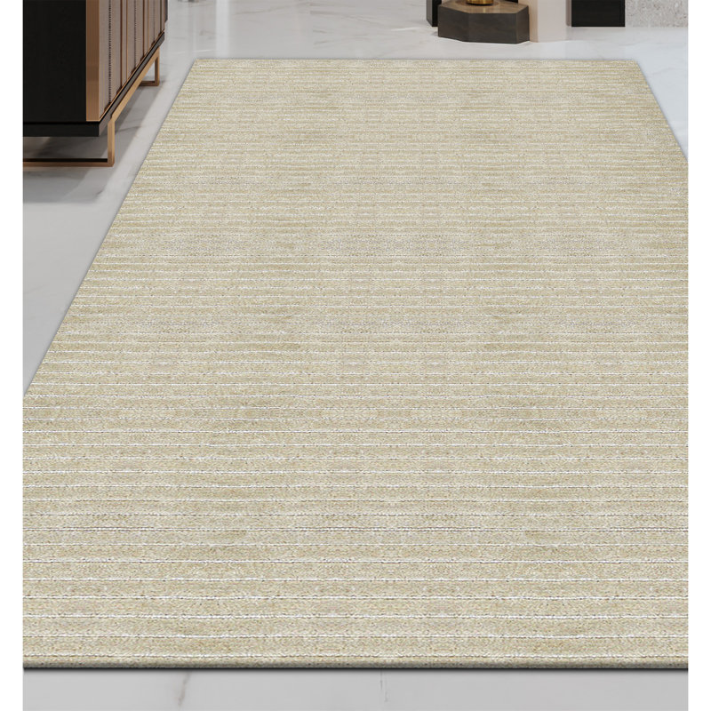 Striped Area Rug in Cream, Runner 3'7" x 10'