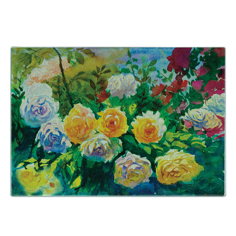 Multicolore, planche à découper en verre trempé aquarelle Ambesonne