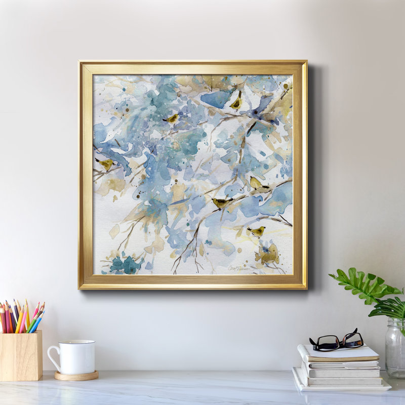 «Topaz Spring II», peinture sur toile encadrée, H 30,5 po x l 30,5 po x P 1,5 po, Encadrement doré