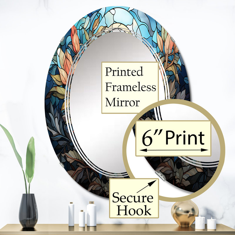 Francesine - Miroir mural floral ovale, 36 po x 24 po