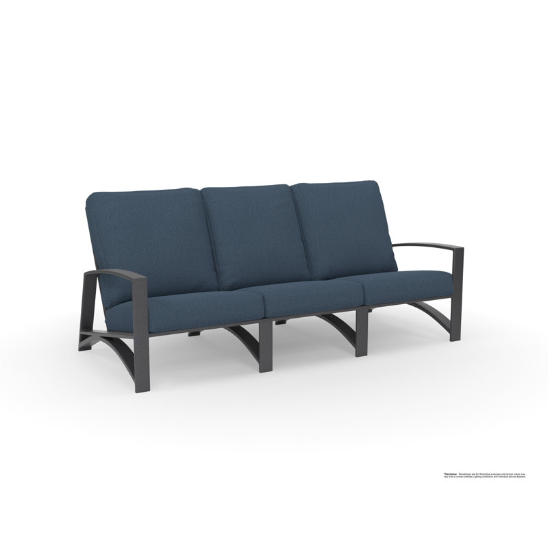 Arc Outdoor 3 - Seat Patio Sofa, Trax Burgundy, Graphite