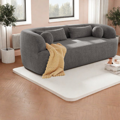 Luxury Chenille Sofas, Modern Curved 3-seater For Cozy Living Room