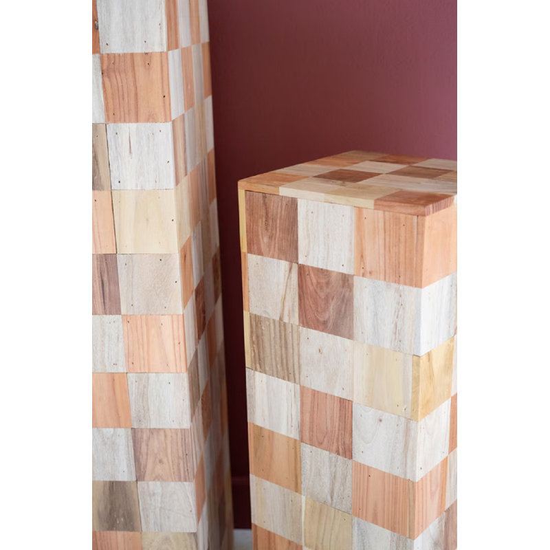 Latitude Run® Set Of 2 Assorted Wood Block Pedestals