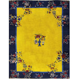 Art Deco Wool Floral Area Rug