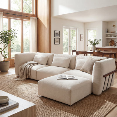 Canapé modulaire rembourré en forme de L 4 pièces avec repose-pieds Cloud