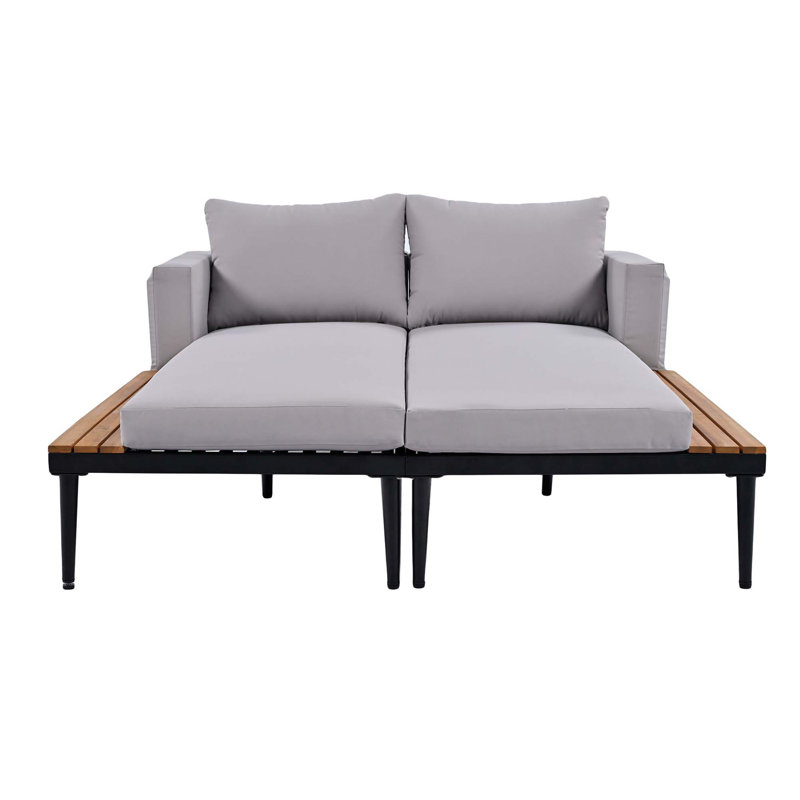 Méridienne double d'extérieur Vianette, Beige, Blanc / Blanc