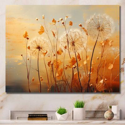 «Orange Dandelion Dreams I», reproduction d'art sur toile encadrée