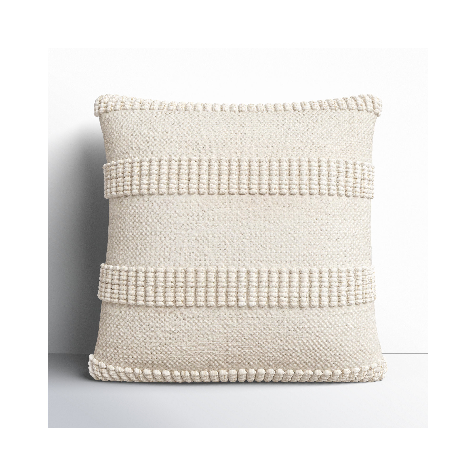 Fernan Striped Throw Pillow, Pillow Cover Only - No Insert, Beige/Off White, 18"H x 18"W