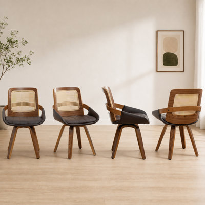 Ensemble de 4 chaises de salle à manger modernes pivotantes en cuir végétalien Gemi