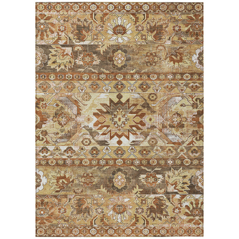 Machine Washable Indoor/Outdoor Chantille ACN2638 Global Rug, Gold, 9' x 12'