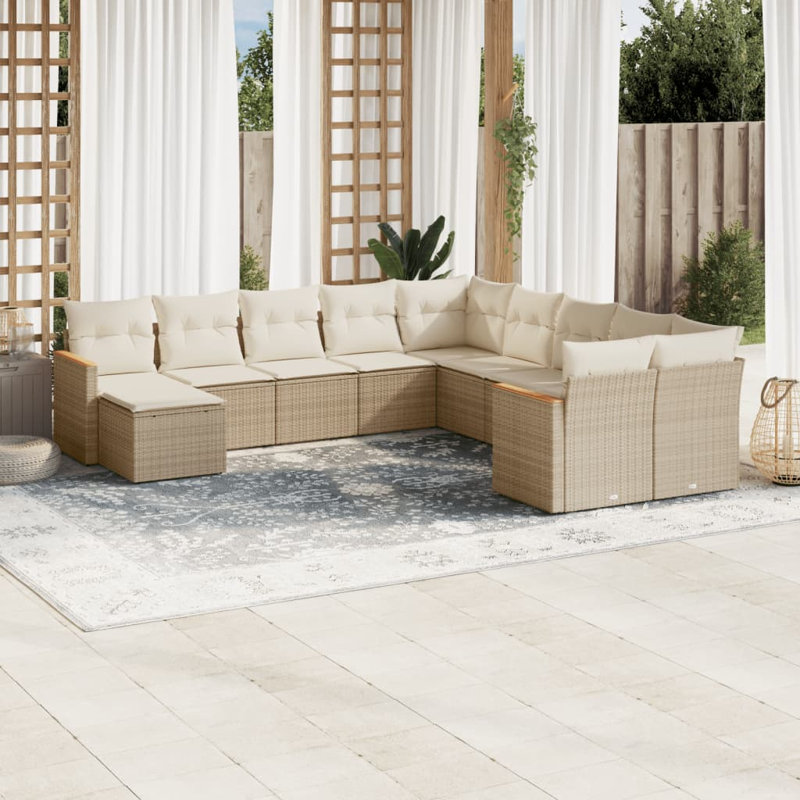 Grand canapé modulaire en rotin PE Vidaxl, Beige