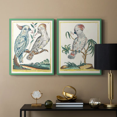 «Pastel Birds I», reproduction encadrée de qualité supérieure - prête à être accrochée - aucun clou requis - aucun clou requis