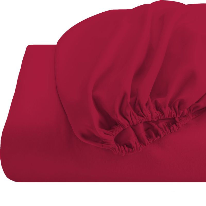 Super Soft 200 Thread Count Microfiber Brushed Fitted Bed Sheet, Double (4'6), Red
