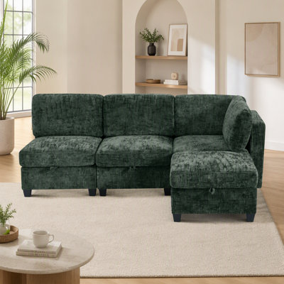 Modular Sectional Sofa, Convertible Sofa Seat With Storage, Sleeper Sectional Sofa Set, Fabric Flexible Modular Combinations for Living Room(4seats)
